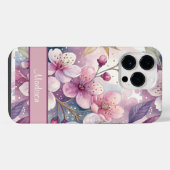 Custom Elegant Watercolor Cherry Blossom Sakura iPhoneケース (裏面横)