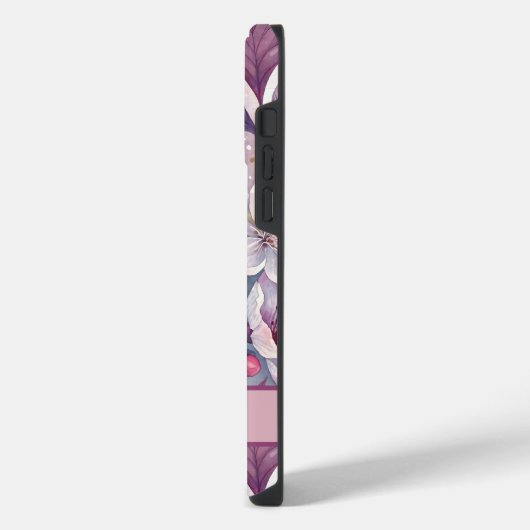 Custom Elegant Watercolor Cherry Blossom Sakura iPhoneケース (左側面)