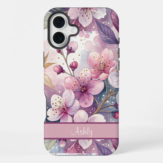 Custom Elegant Watercolor Cherry Blossom Sakura iPhoneケース (裏面)