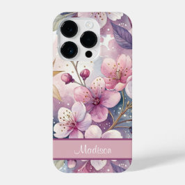 Custom Elegant Watercolor Cherry Blossom Sakura iPhone 14 Proケース
