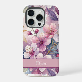 Custom Elegant Watercolor Cherry Blossom Sakura iPhone 15 Proケース