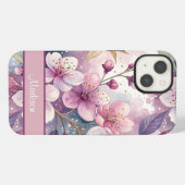Custom Elegant Watercolor Cherry Blossom Sakura iPhoneケース (裏面横)