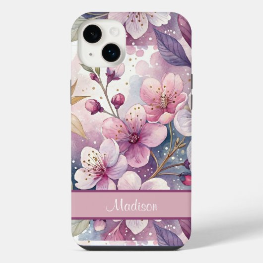Custom Elegant Watercolor Cherry Blossom Sakura iPhoneケース (裏面)