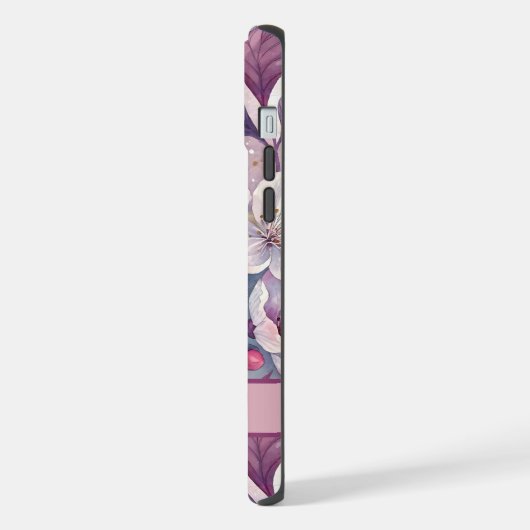 Custom Elegant Watercolor Cherry Blossom Sakura iPhoneケース (左側面)