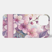Custom Elegant Watercolor Cherry Blossom Sakura iPhoneケース (裏面横)