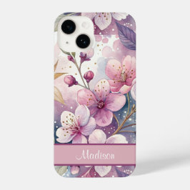 Custom Elegant Watercolor Cherry Blossom Sakura iPhone 14ケース
