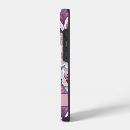 Custom Elegant Watercolor Cherry Blossom Sakura iPhoneケース (左側面)