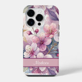 Custom Elegant Watercolor Cherry Blossom Sakura iPhoneケース (裏面)