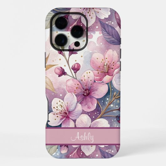 Custom Elegant Watercolor Cherry Blossom Sakura iPhoneケース (裏面)
