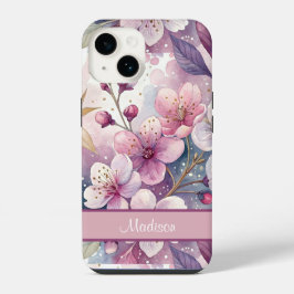 Custom Elegant Watercolor Cherry Blossom Sakura iPhone 14ケース