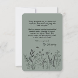 Custom Elegant Wildflower Funeral Thank You Card サンキューカード