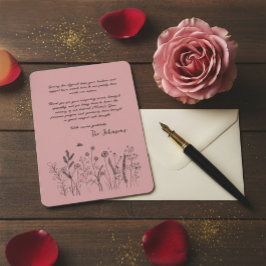 Custom Elegant Wildflower Funeral Thank You Card サンキューカード