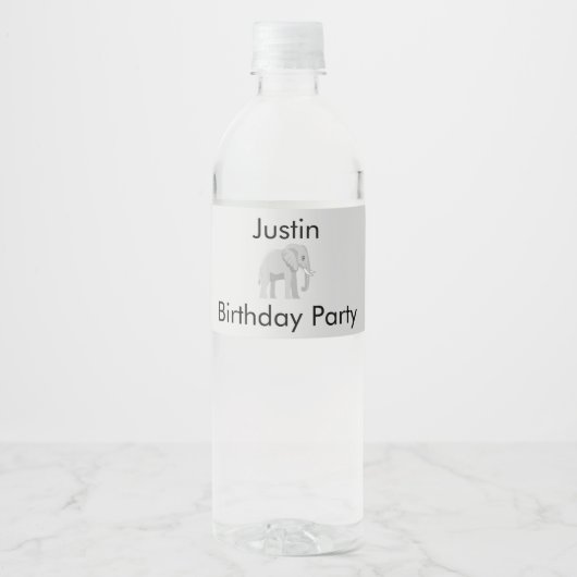 Custom Elephant Birthday Water Bottle Label ペットボトルラベル (正面)