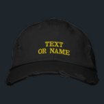 Custom Embroidered Hat Design Your Own Text, Name 刺繍入りキャップ<br><div class="desc">Design your own unique look with this Custom Text & Logo Embroidered Hat. Easily personalize this baseball or trucker cap by choosing your font, thread color, hat color, and size, then add your name, company logo, slogan, number, letter, tagline, website, phone number, email, or social media handle. Perfect for business...</div>