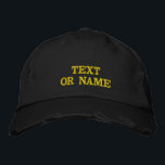 Custom Embroidered Hat Design Your Own Text, Name 刺繍入りキャップ<br><div class="desc">Design your own unique look with this Custom Text & Logo Embroidered Hat. Easily personalize this baseball or trucker cap by choosing your font, thread color, hat color, and size, then add your name, company logo, slogan, number, letter, tagline, website, phone number, email, or social media handle. Perfect for business...</div>
