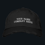 Custom Embroidered Text Baseball Cap Design Perso 刺繍入りキャップ<br><div class="desc">Create a one-of-a-kind cap with this Custom Text & Logo Embroidered Hat, designed for both business promotion and personal style. Easily personalize your hat by choosing your font, thread color, hat color, and size, then add your name, company logo, slogan, website, phone number, social media handle, or custom text. This...</div>