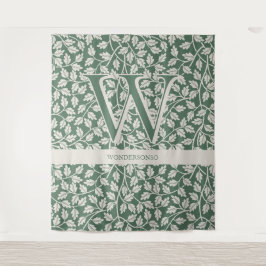 Custom Emerald Green Flower editable monogram タペストリー