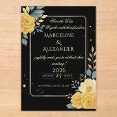 Custom Emerald & Ivory Botanical Invitation アクリル招待状 (正面)