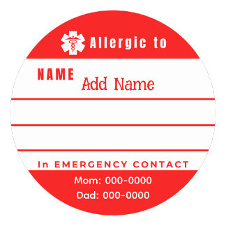  Custom Emergency Allergy Alert Stickers ラウンドシール
