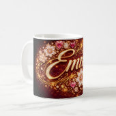 Custom Emma Gold Pink Hearts Romantic Coffee Gift コーヒーマグカップ (正面左)