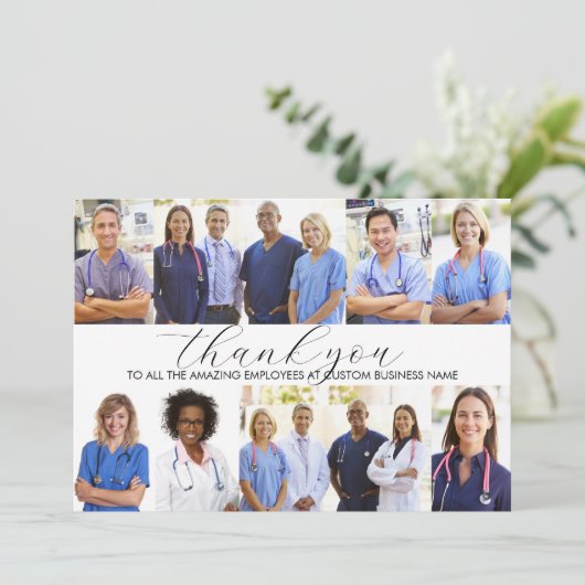 Custom Employee Appreciation 8 Photo Collage サンキューカード (スタンド正面)