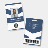 Custom Employee Badge with Photo, Logo & Barcode バッジ (正面&裏面)
