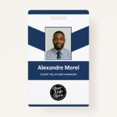 Custom Employee Badge with Photo, Logo & Barcode バッジ (正面)