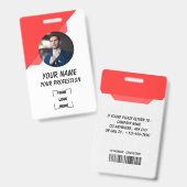 Custom Employee ID Badge with Photo バッジ (Front & Back)