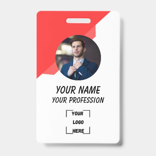 Custom Employee ID Badge with Photo バッジ (Front)