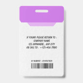 Custom Employee ID Badge with Photo バッジ (Back)