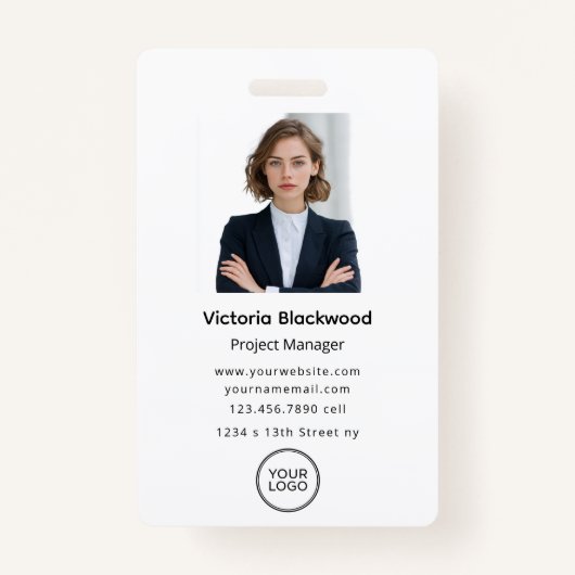  Custom Employee Name And Logo Photo バッジ (正面)