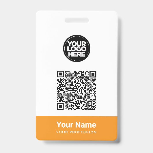 Custom Employee Name Business Logo Qr Code バッジ (正面)