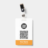 Custom Employee Name Business Logo Qr Code バッジ (正面 (クリップ付))