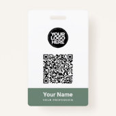 Custom Employee Name Business Logo Qr Code バッジ (正面)