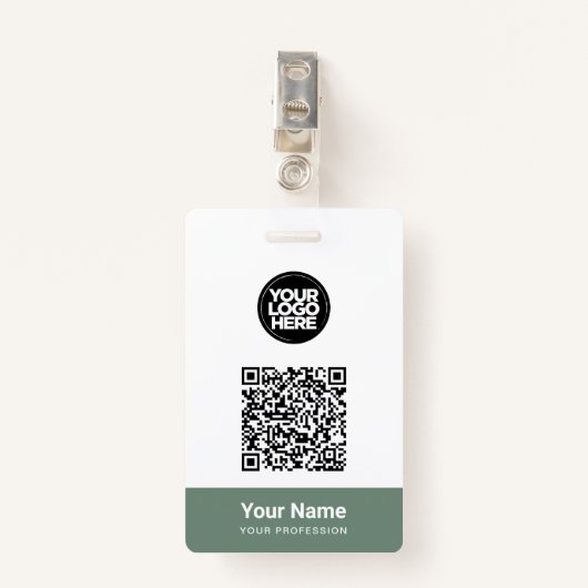 Custom Employee Name Business Logo Qr Code バッジ (正面クリップ)
