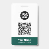 Custom Employee Name Business Logo Qr Code バッジ (正面)