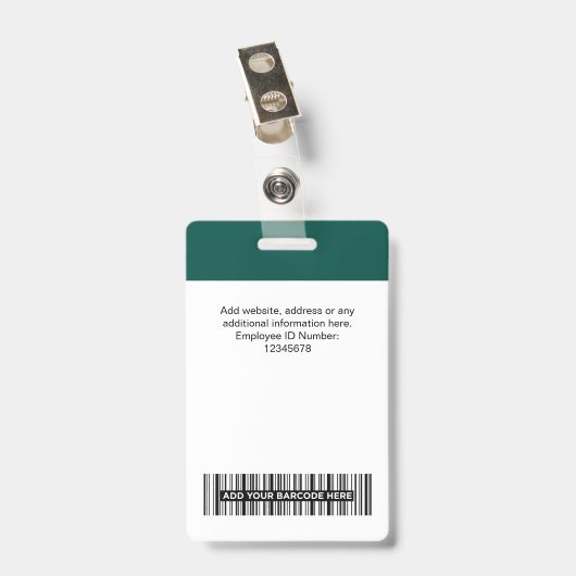 Custom Employee Name Business Logo Qr Code バッジ (裏面 (クリップ付))