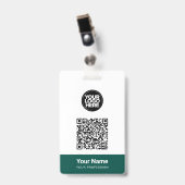 Custom Employee Name Business Logo Qr Code バッジ (正面 (クリップ付))