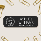 Custom Employee Name Logo Business Modern Black 名札