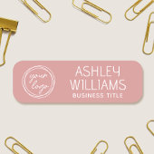 Custom Employee Name Logo Business Modern Pink 名札