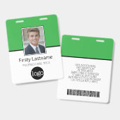 Custom Employee - Photo, Bar Code, Logo, Name バッジ (正面＆裏面)