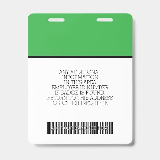 Custom Employee - Photo, Bar Code, Logo, Name バッジ (裏面)