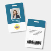 Custom Employee Photo, Bar Code, Logo, Name Badge バッジ (正面&裏面)