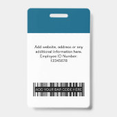 Custom Employee Photo, Bar Code, Logo, Name Badge バッジ (裏面)