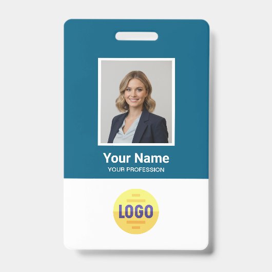 Custom Employee Photo, Bar Code, Logo, Name Badge バッジ (正面)