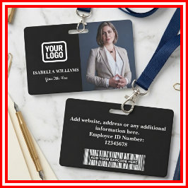 Custom Employee Photo, Bar Code, Logo, Name Badge バッジ