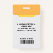 Custom Employee Photo, Bar Code, Logo, Name Badge バッジ (裏面)