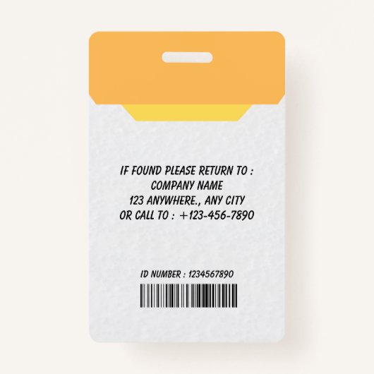 Custom Employee Photo, Bar Code, Logo, Name Badge バッジ (裏面)