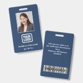 Custom Employee Photo, Barcode, Logo, Name Badge バッジ (正面＆裏面)