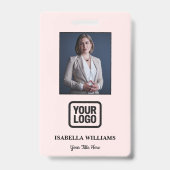 Custom Employee Photo, Barcode, Logo, Name Badge バッジ (正面)